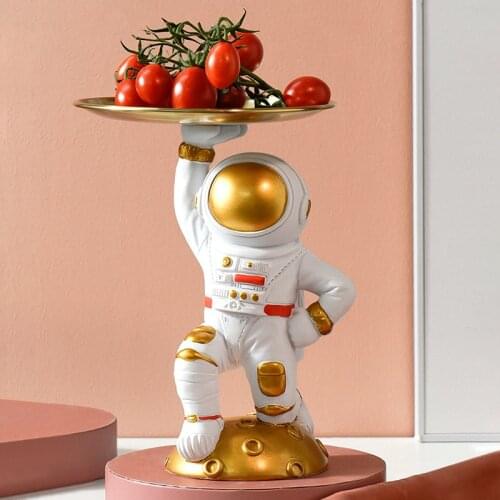 Spaceman Sculpt,Metal Storage Tray,Decorative,Candy Dish,Fruit Plate,Creative 3D Statue,Modern Sculpture,Room Table Decor
