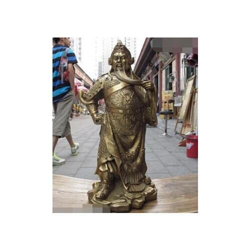 Xd 003188 China Folk exquisite Brass Copper Warrior Dragon Guan Gong GuanYu Buddha Statue