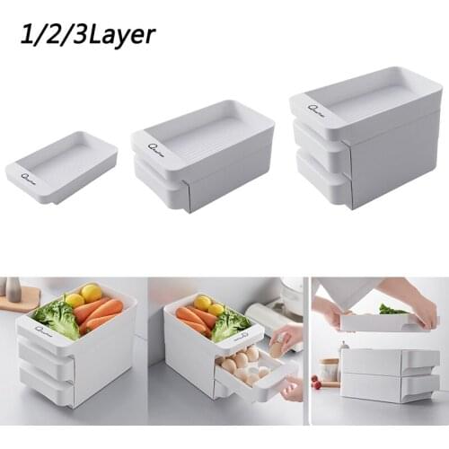 1Pc Creative Stackable Fridge Fruit Vegetable Storage Box Household Kitchen Drawer Egg Holder Refrigerator Organizer