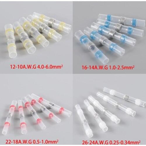 10/20/50pcs Fast Butt Terminals Kit Tube Insulated Heat Shrink Connector Waterproof Electrical Solder Seal Wire Soldering Sleeve
