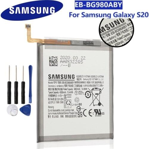 100% Original Battery EB-BG980ABY For Samsung Galaxy S20 Replacement Phone Battery Authentic Battery 4000mAh + Free Tools