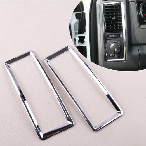 2Pcs Chrome ABS Air Outlet Vent Trim Cover Central Console Panel Fit for Dodge RAM 1500 2010 2011 2012 2013 2014 2015 2016 2017