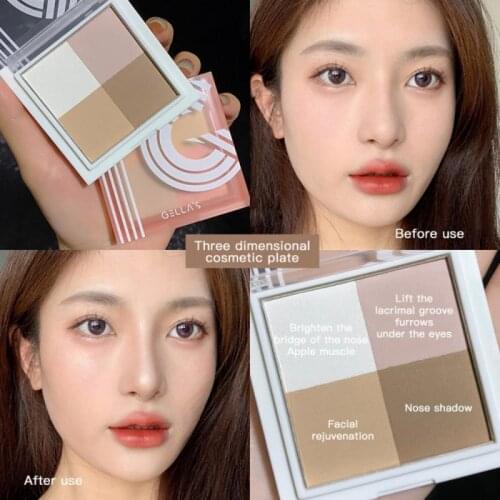 4 Colors Highlighter Contour Powder Makeup Shimmer Baking Powder Illuminator Bronzer Powder Brighten Face Highlighter Palette