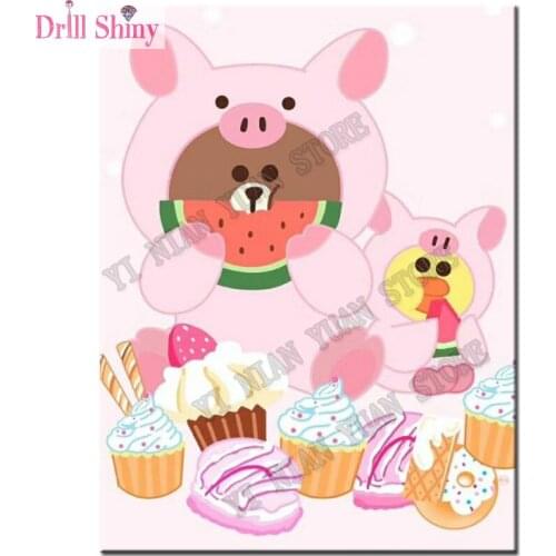 5D Diamond Embroidery cartoon cute bear Pictures duck Needlework 3D Full Square Diamond Mosaic cross stitch kit for kids gift