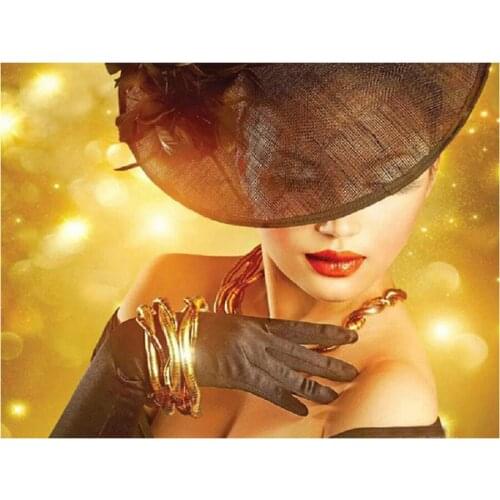 New DIY Diamond Painting Beauty in hat DIY Needlework Square Diamond Embroidery Cross Stitch 5D Rhinestones Mosaic Pattern woman