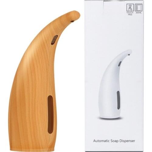300ML Automatic Soap Dispenser Imitation Wood Grain Visible Smart Sensor Induction Hand Washing Dispenser for Kitchen Bathroom