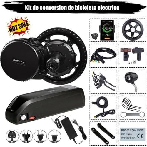 EU US No tax BBS02B 48V 500W Bafang mid drive electric motor kit with 48V 16Ah Li-ion down tube ebike battery with charger