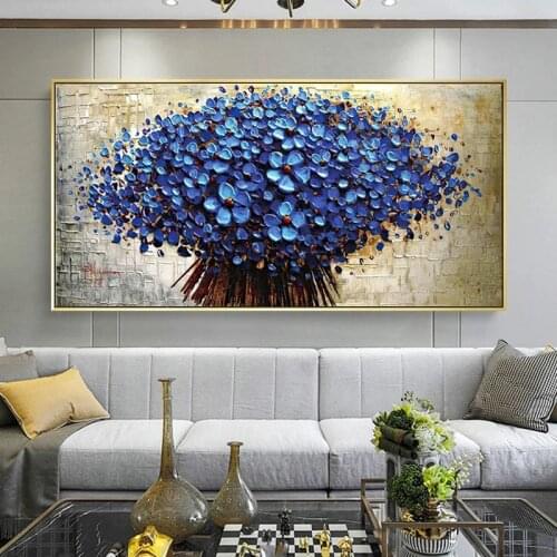 Large 100% handmade Thick Textured picture HandPainted Palette Knife Flower Oil Painting Canvas Wall Art For Living Room Artwork