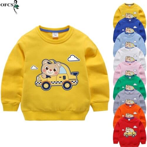 Retail Selling Full Childrens Clothes Cartoon Printed Fall Cotton Sweatshirt 2-12Year Boys Girls Fashion Outerwear Costume Tops