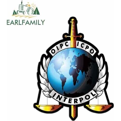 EARLFAMILY 13cm x 9.9cm Funny Car Stickers and Decals OIPC ICPO Interpol Seal Waterproof JDM Laptop Vinyl Fine Decor