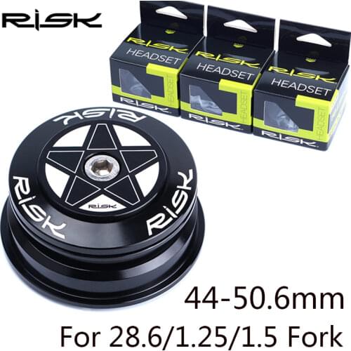 Risk Aluminum 2 DH-506 Bearing 44-50.6mm MTB Bicycle Headse Road Bike Headpart 28.6 Straight Fork For 1.25/1.5 Taper Pipe Fork