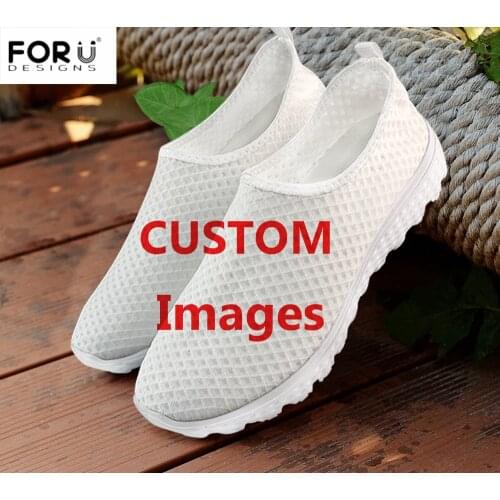 FORUDESIGNS Custom Images or Logo Men Summer Casual Air Mesh Shoes Breathable Male Light Weight Comfort Slip-on Flat Shoes