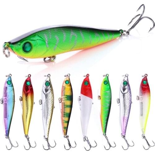 Pencil Fishing Lures 8.5cm 13.6g 6# Treble Hooks Bass Hard Bait Fishing Tackle 3D Eyes