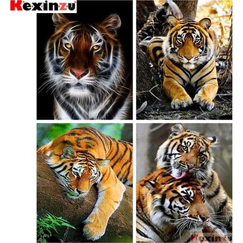 KEXINZU Animal Tiger Diamond Painting DIY 5D Full Square Diamond Embroidery Rhinestones Pack Mosaic Kits Home Decor Craft Gift Y