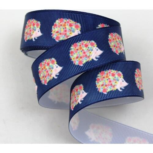 Hedgehogprinted16/22/25/38/75mm grosgrain ribbons 10 25 50 yards DIY bows gift wrapping wedding decoration webbing