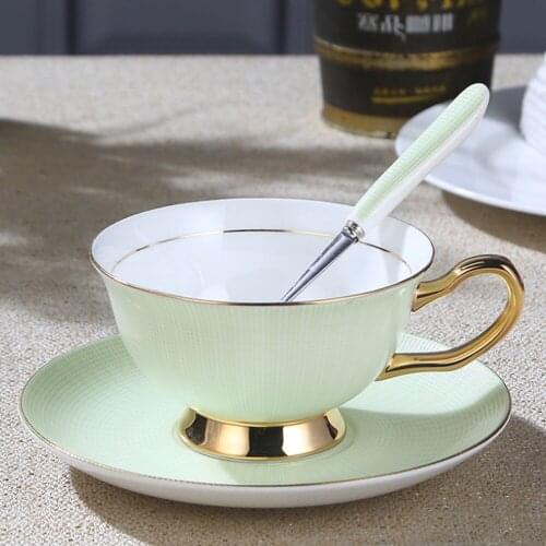 Colorful Bone Porcelain Afternoon Tea Cup And Saucer Set Ceramic Coffee Cup With saucer Stainless Spoon 200ml Home Drinkware