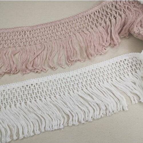 2 Meters Ivory Grey Pink Tassel Lace Trims Cotton Lace Applique Party Deco Embellishment Craft DIY Garment Accessories 10cm