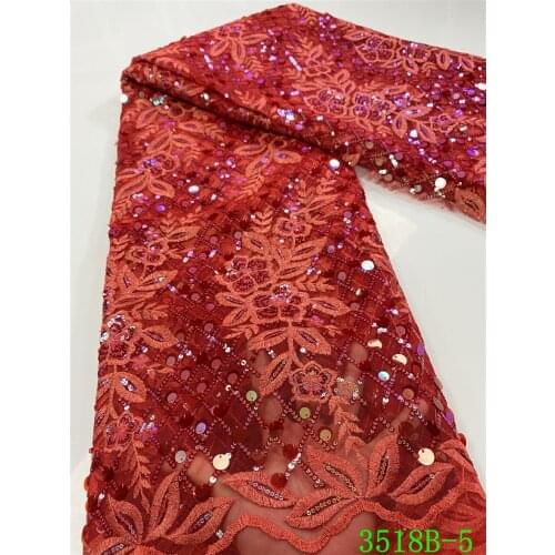 African Lace Fabric Sequins Laces Fabrics Embroiderey Nigeria Net Lace French Tulle Mesh Lace Fabric for Wedding Party APW3518B