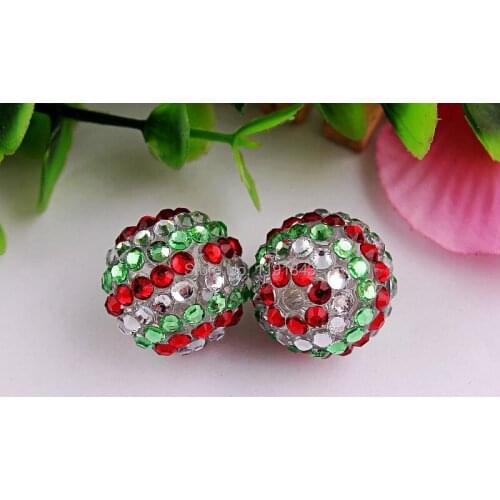 Kwoi vita 20mm red/lime/clear color 100pcs/lot Chunky Resin Rhinestone Beads Ball for Kids Girls Jewelry Making