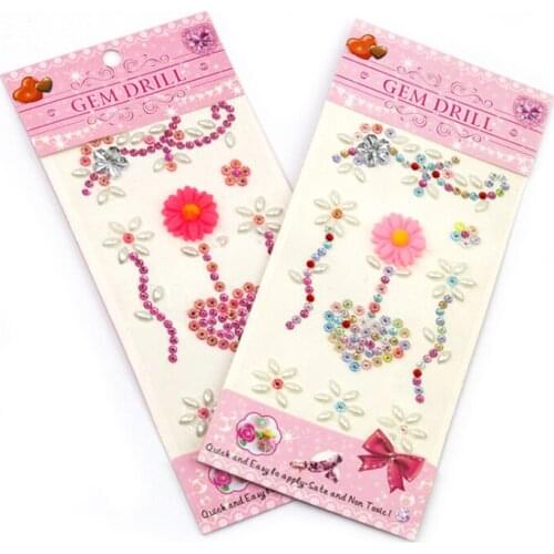 Love Big Flower Rhinestones Sticker Kawaii DIY Mobile Phone Decor Notebooks Accessories Supplies Child Stationery