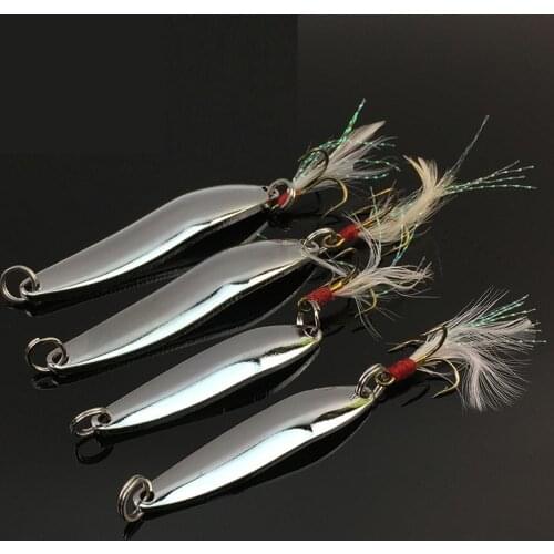 1Pcs 5g/7g/10g/13g/18g/21g Metal Fishing Lure Spoon Sequins Spinner with Feather Hard Bait For Sea lake lure Tool Wobblers