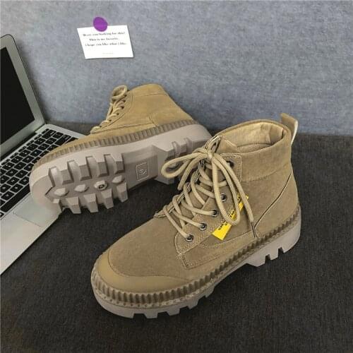 Martin Boots Mens Spring And Autumn Trend Shoes Thick-soled Wear-resistant High Help Desert Boots Work Shoes Men