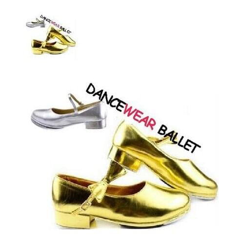 New Free Shipping Discount High Quality Gold Black Girls Flat Tap Shoes Kids Ties Girls Tap Dance Shoes
