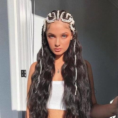 Handmade Simulated Pearl Long Tassel Braided Extension Hair Chain Hair Clips Hair Jewelry Wedding Hair Accessories Headwear