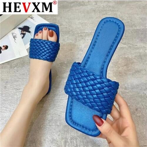 2020 New Brand Design Women Slipper Weave Fabric Women Summer Beach Slides Outdoor Flip Flops Open Toe Flat