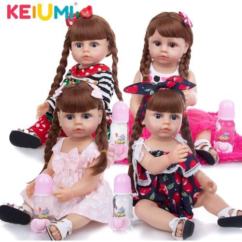 KEIUMI 22 Inch Full Silicone Body Can Bath Beautiful Doll Accessories Free Collection Toy For Children Birthday Gift Xmas
