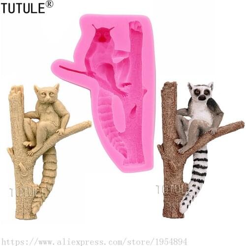 Ring tailed lemur silicone mold,Polymer Clay Molds-Gadget Fondant Cake Mold Chocolate Silicone Cake Decorating Flexible Mould