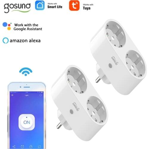 WiFi Smart Plug Outlet 2 in 1 Tuya Smart Life Remote Control Home Appliances Works with Alexa Google Home Voice Control