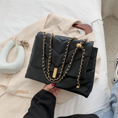 Vintage Striped Trend Soft Leather Chain Shoulder Crossbody Bags for Women 2021 Designer Branded Messenger Bag Sac Epaule