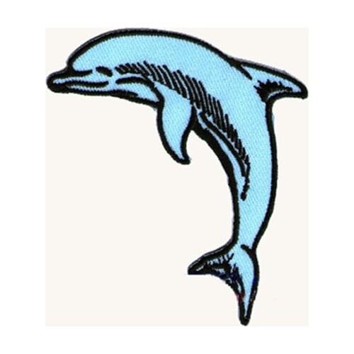 Embroidery Dolphin Patches Made by Twill with Heat Cut Border and Iron On Backing Accept Custom MOQ50pcs Free Shipping