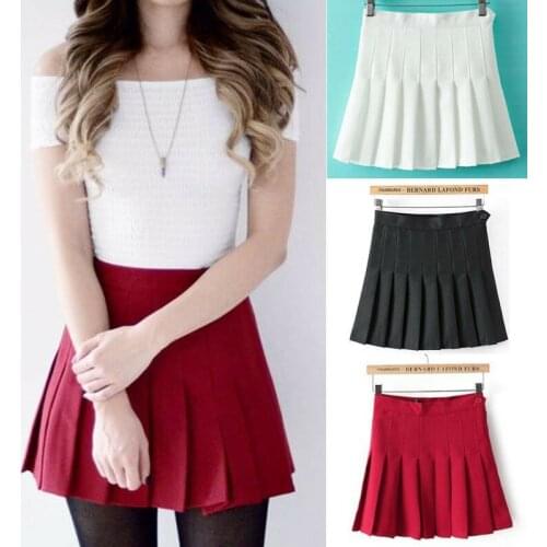 Women Fashion Summer High Waist Solid Pleated Skirt Cosplay Skirt Female Mini Skirts Short Under