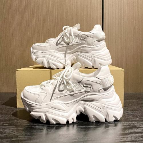 Womens breathable summer 2021 new white casual sports platform shoes