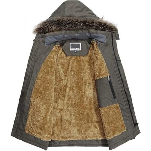 Winter Mens Warm Fur Lining Parka Fur Collar Hoody Mid Long Jacket Plus Size 7XL Windbreaker Overcoat Safari Style Man Parkas