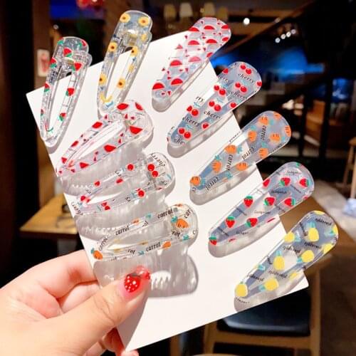 1PC Kids Hair Accessories Fruit Transparent Waterdrop Hair Clip Watermelon Cherry Hairpins Children Girls Cartoon Hair Clips
