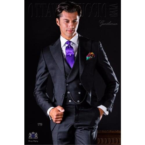 2017 Latest Coat Pant Designs Italian Black Men Suit Prom Jacket Slim Fit 3 Piece Style Suits Tuxedo Custom Groom Blazer Ternos