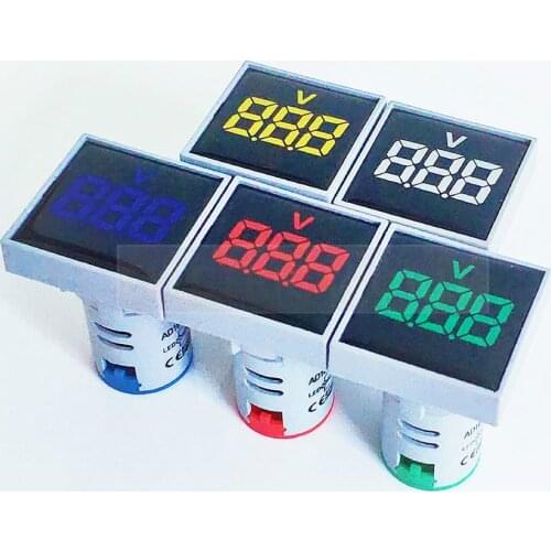 22mm Square Measuring Range Current AC 20-500V Volt 0-100A Voltmeter voltage meter indicator pilot light digital ammeter lamp