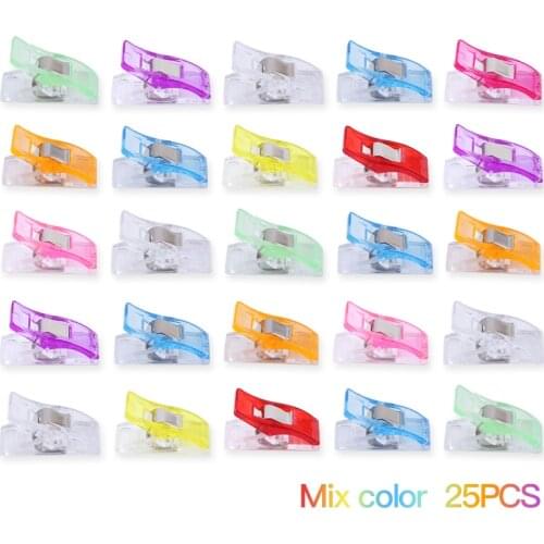 Sewing Tools 25Pcs 9 Colors Sewing Accessories Quilt Binding Plastic Clips Clamps Pack For Patchwork Decoration Clothes Clip