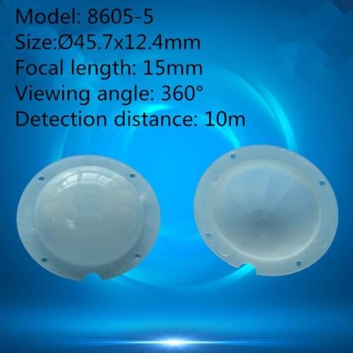 50pcs 8605-5 switch human body infrared PIR sensor HDPE plastic fresnel lens diameter 45.7*12.4mm focal length 15mm