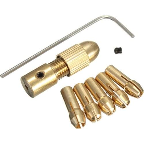 7pcs/set 0.5/1.0/1.5/2.5/3.0mm Brass Dremel Collet Mini Drill Chucks For Electric Motor Shaft Drill Bit Tool Drill Chuck Adapter