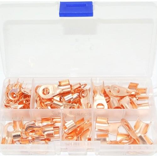 70pcs Bolt Hole Copper Cable lugs Battery Terminals set Wire terminals connector