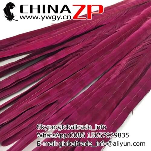 CHINAZP Factory 100pcs/lot Size from 20inch to 22inch(50-55cm) Dyed Burgundy Ringneck Pheasant Tail Feathers