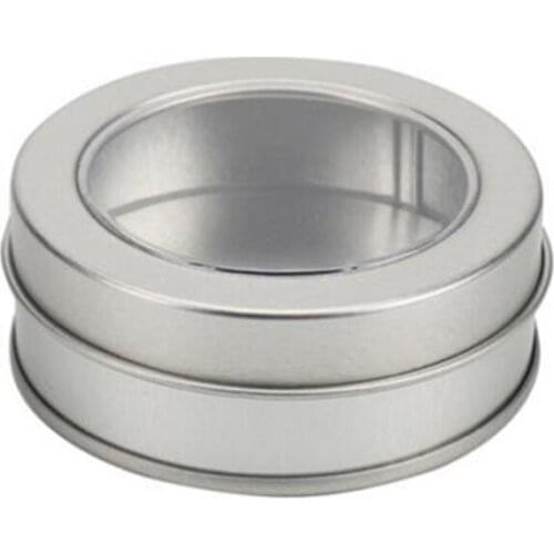 Dia.65x25mm round tin box small round box usd b metal case hardware packing box round tin box with PVC window