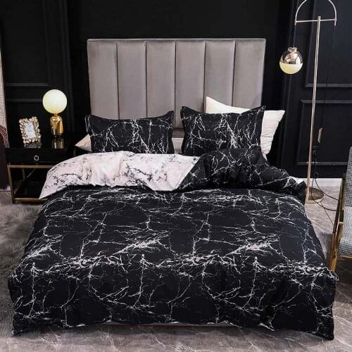 Double Bed Home Comefortable Duvet Cover Quality Quilt Cover and Pillowcase Marble Bedding Set for Bedroom Soft Bedspreads