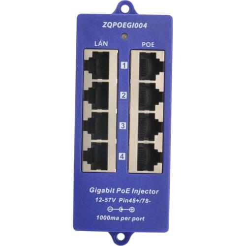 Gigabit PoE Injector 4 Port 1000Mbps PoE Patch Panel 802.3af For MikroTik IP Camera WiFi AP, Mode B operation