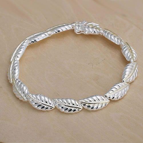 H058 Fine Silver Plated Wholesale Jewelrys,Hot Sale Factory Price Charm Free Shipping 925 Fashion Feather Bracelet /adjaiuqa