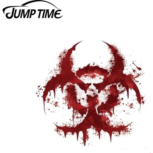 JumpTime 13cm x 13cm WHITE BLOODY BIOHAZARD V2 Bloody Car Stickers Decal Window Vinyl Wrap Bumper Rear Windshield